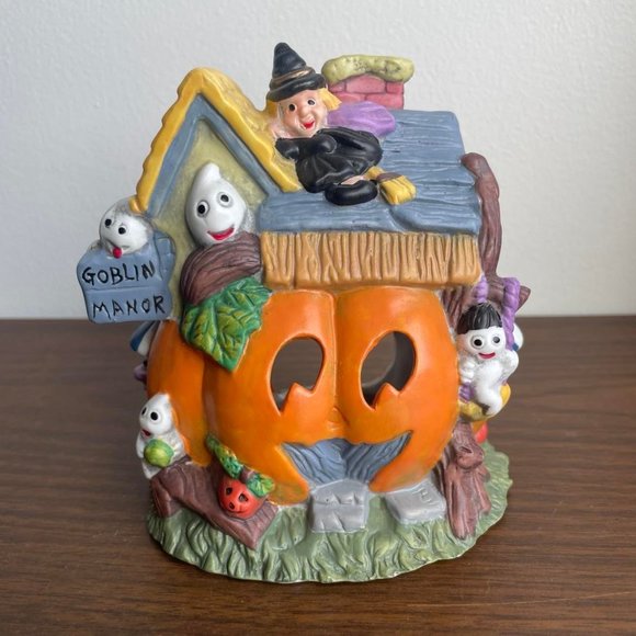 River Grove Pottery Works Pumpkin House Votive Candle Holder - Picture 2 of 6